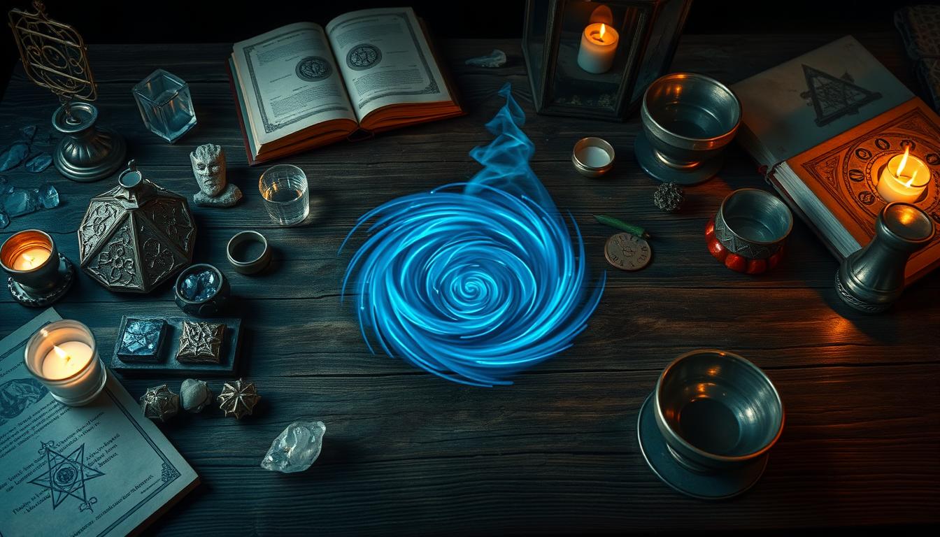 Arcane tools surrounding a portal used for Banishment