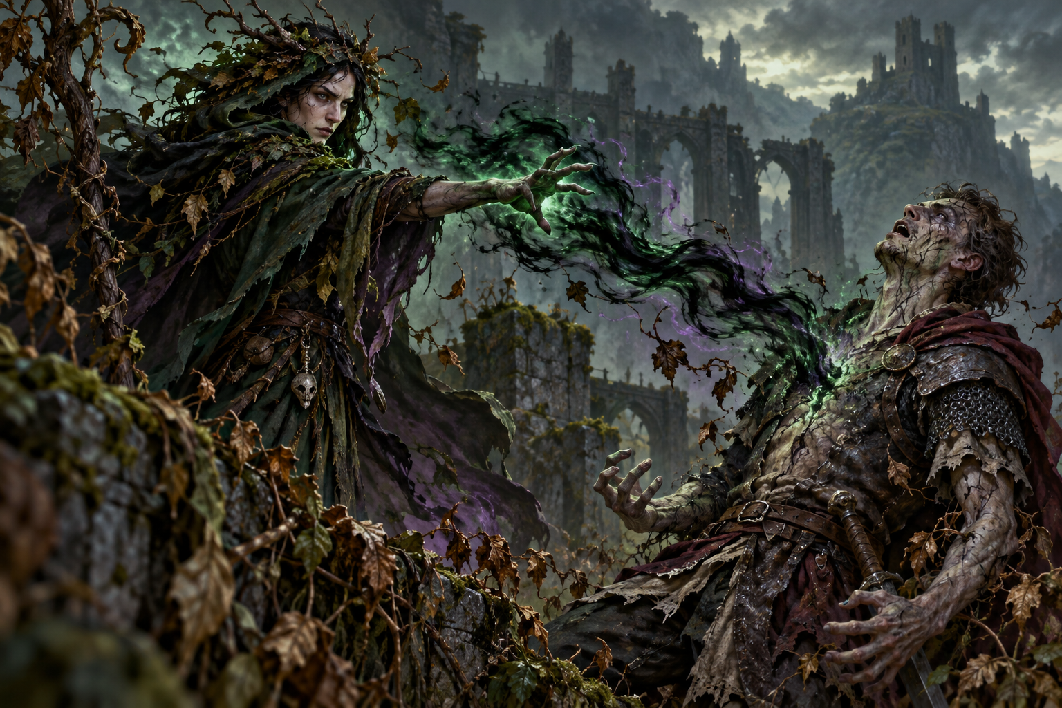 A spellcaster drains vitality from one creature with Blight