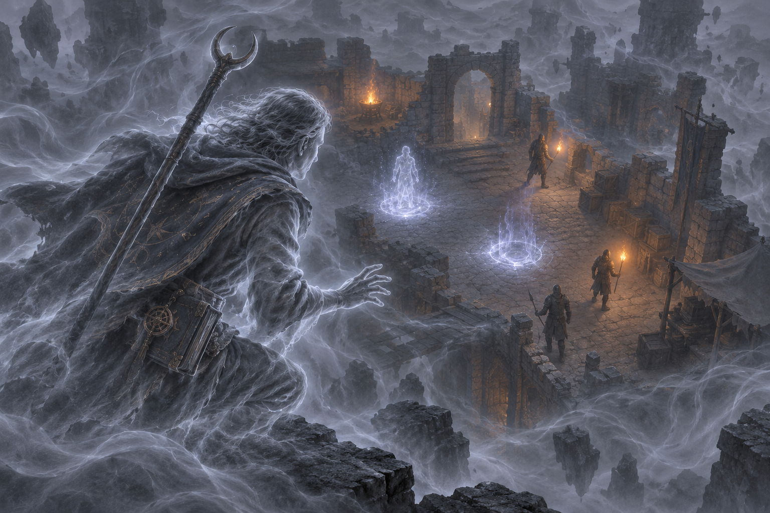 A wizard views nearby return spaces from the Ethereal Plane