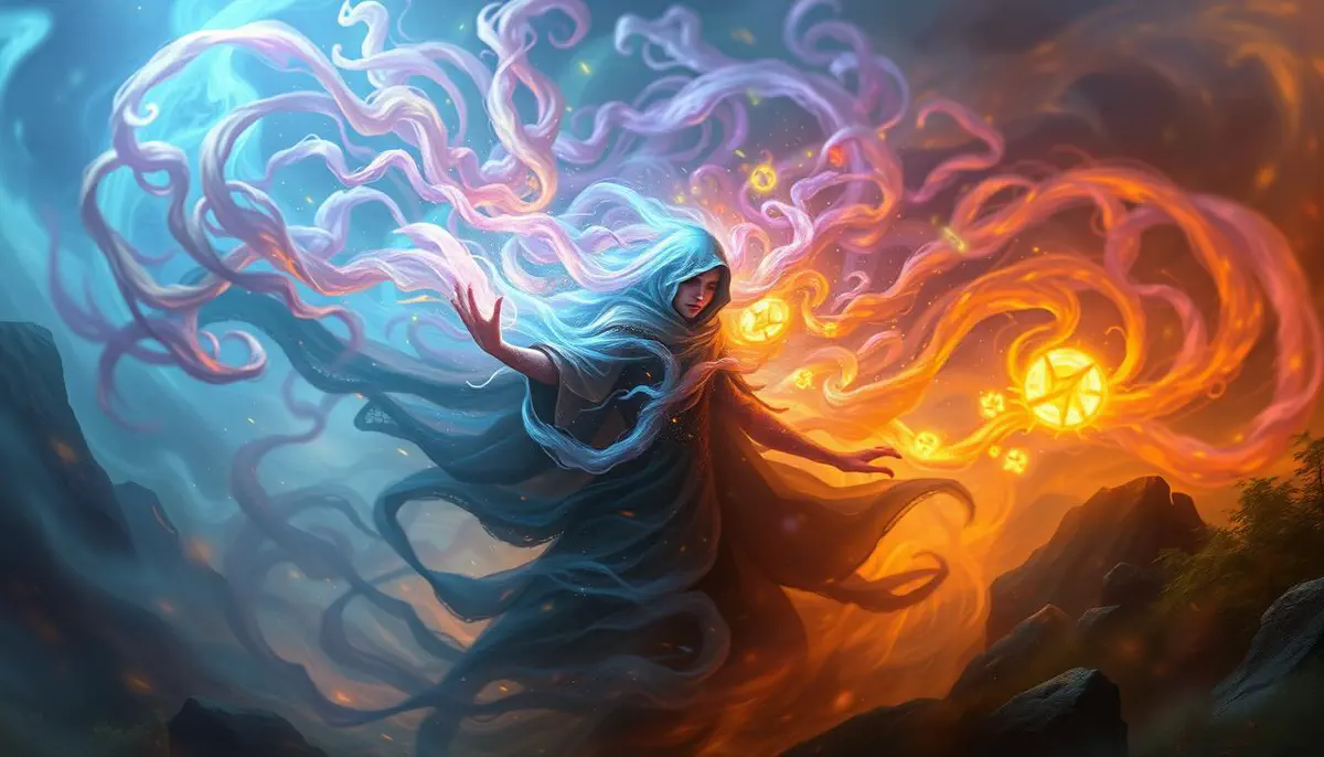 A monster struggling to strike a magically blurred target