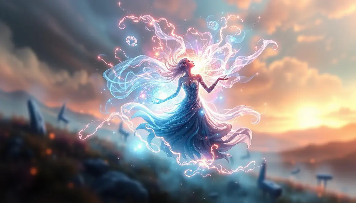 A spellcaster's body wavering under the Blur spell