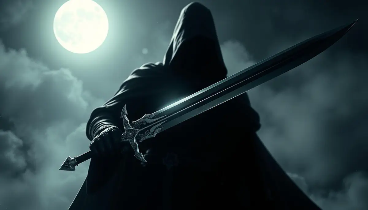 A Shadow Blade striking a creature in dim dungeon light