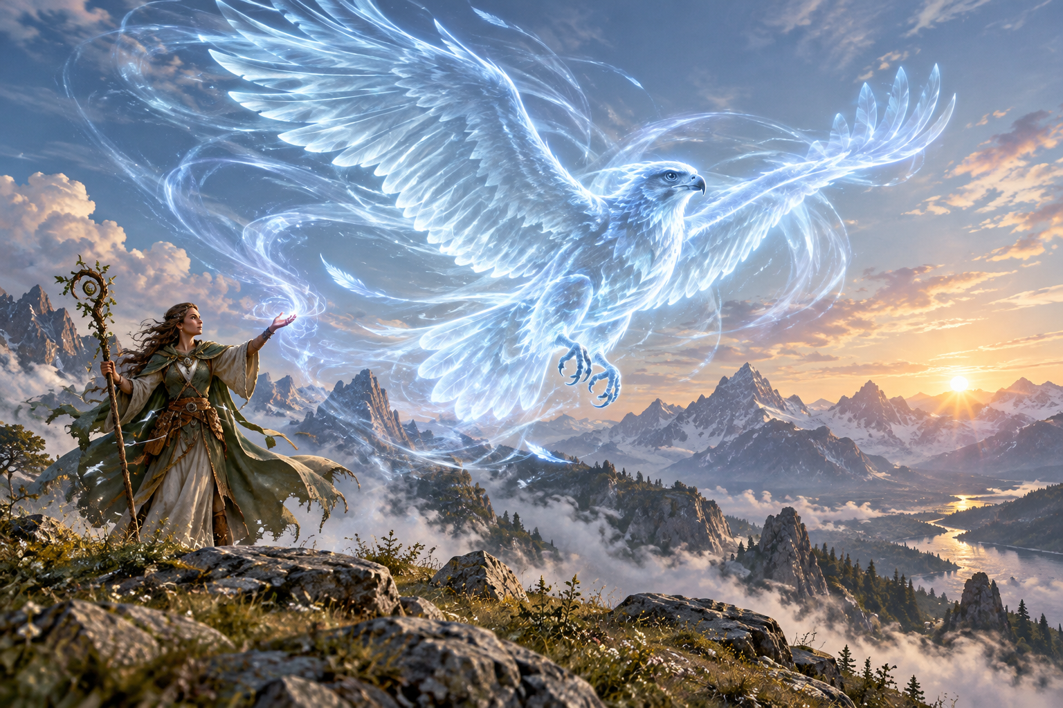 A druid summoning the Air form of a Bestial Spirit